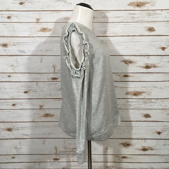 Caslon Ruffle Trim Cold Shoulder Sweatshirt - Gray - Small - Picture 14 of 16